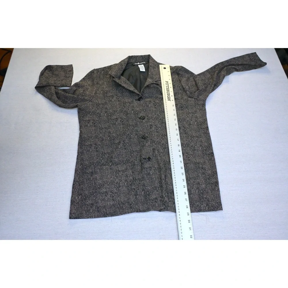Vintage 90s Sag Harbor Womens 14 Shirt Jacket Grey Black Cream Fleck Lined Soft